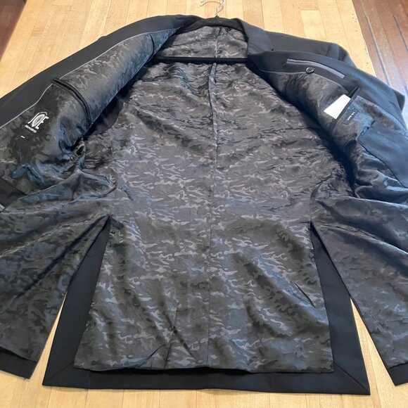 JOE Joseph Abboud Mens Slim Fit Super 120's Wool Blazer Size 42R Black AN EXC - Picture 11 of 12